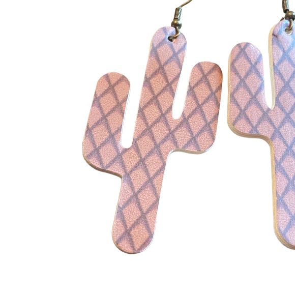 Lightweight Brown Saguaro Cactus Earrings - Picture 2 of 6